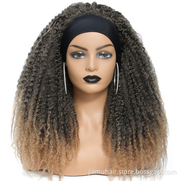 Afro Kinky Marley Twist Wig Black Ombre Brown Marley Braids Headband Wig Synthetic Braiding Hair Wig